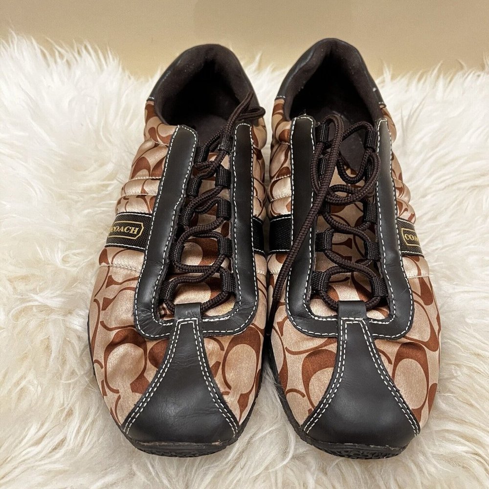 Vintage Y2k Coach Kirby Sateen Satin Monogram Signature Logo Sneakers Shoes 9.5 - Picture 3 of 7